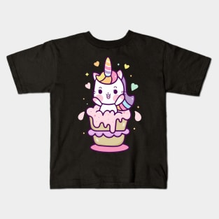 unicorn cat cartoon Kids T-Shirt